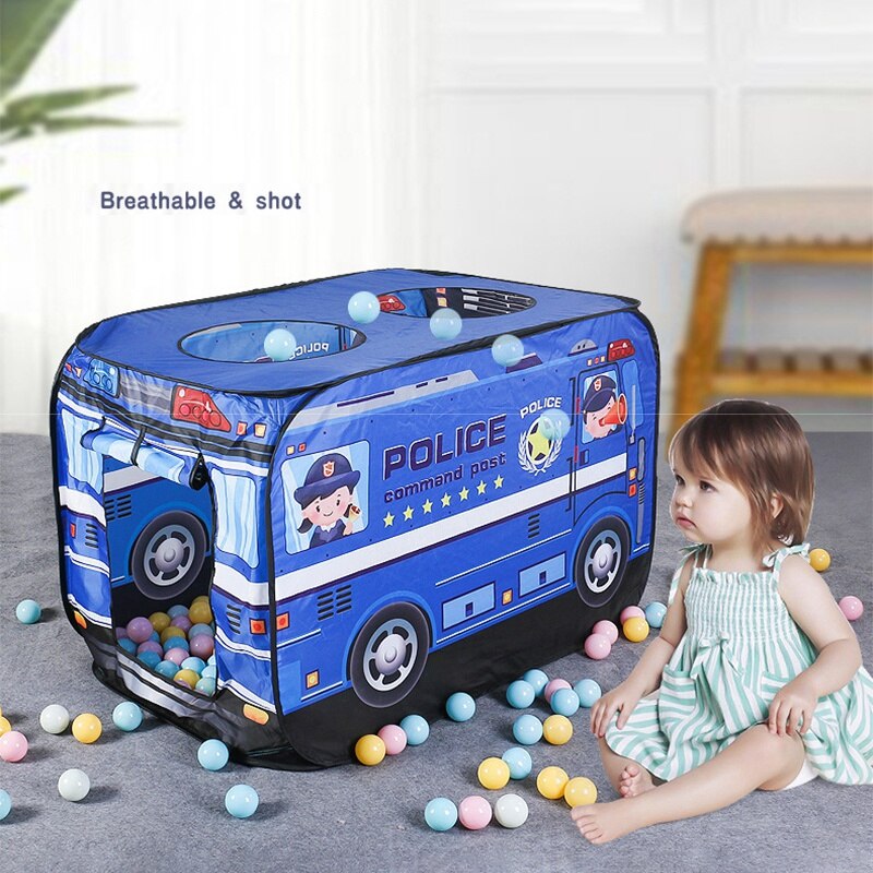 Children Tent Kids Play Tent Toy Foldable Playhouse Cloth Police Car Game House Bus: Default Title