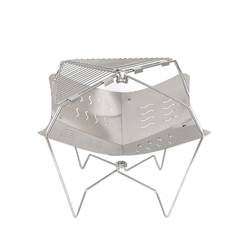 Folding Camping Campfire Pit Outdoor Stainless Steel Wood Burning Charcoal Bonfire Shelf Portable Firewood Fire Stove for BBQ