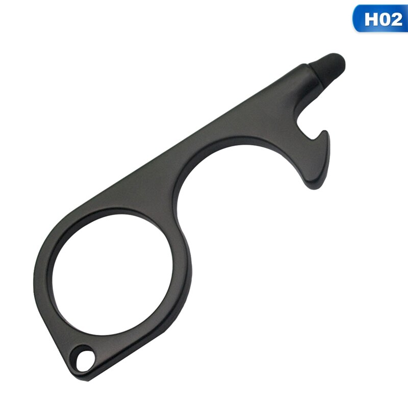 Portable Door Opener Tool Keychain Tool For Outdoor Public Door Handle Touchscreen Button Bottle Opener Keychain: H02
