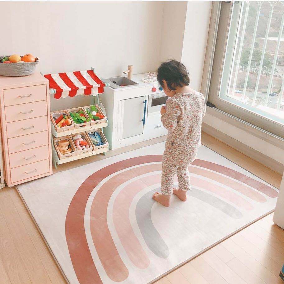 Regenboog Baby Slaapkamer Spel Kruipen Matten Kids Floor Speelmat Nursery Gebied Sport Tapijten 145*105Cm