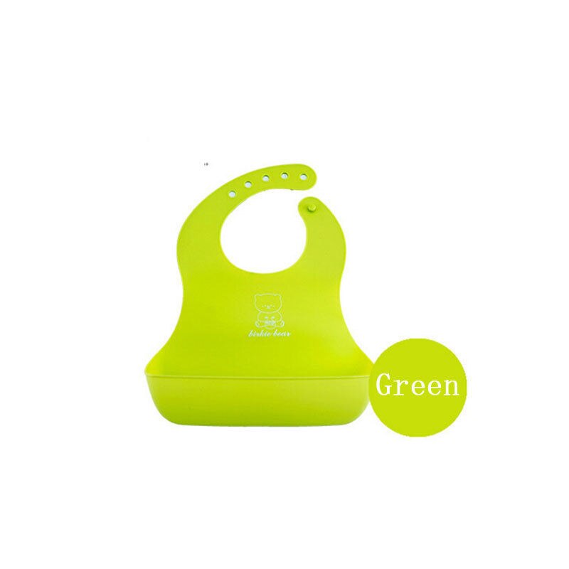 Baberos alimentación de silicona impermeable para bebé, babero para niños, Catcher de comida enrolladas, bolsillo, 4 Uds.: Verde