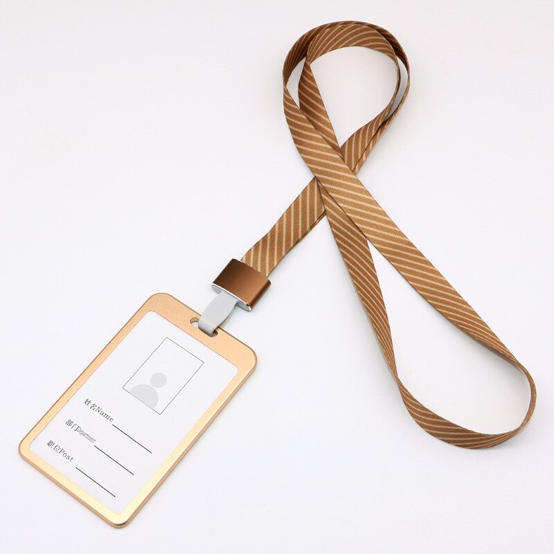 Metal ID Card Holder Lanyard Badge Holder Name Identification Sleeve Business Exhibit Office School Strap Neck Hang: Gold