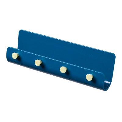 Porte-rangement en forme de U porte-clé suspendu mural avec 4 crochets support de rangement livres articles divers organisateur étagère décor à la maison: Bleu profond