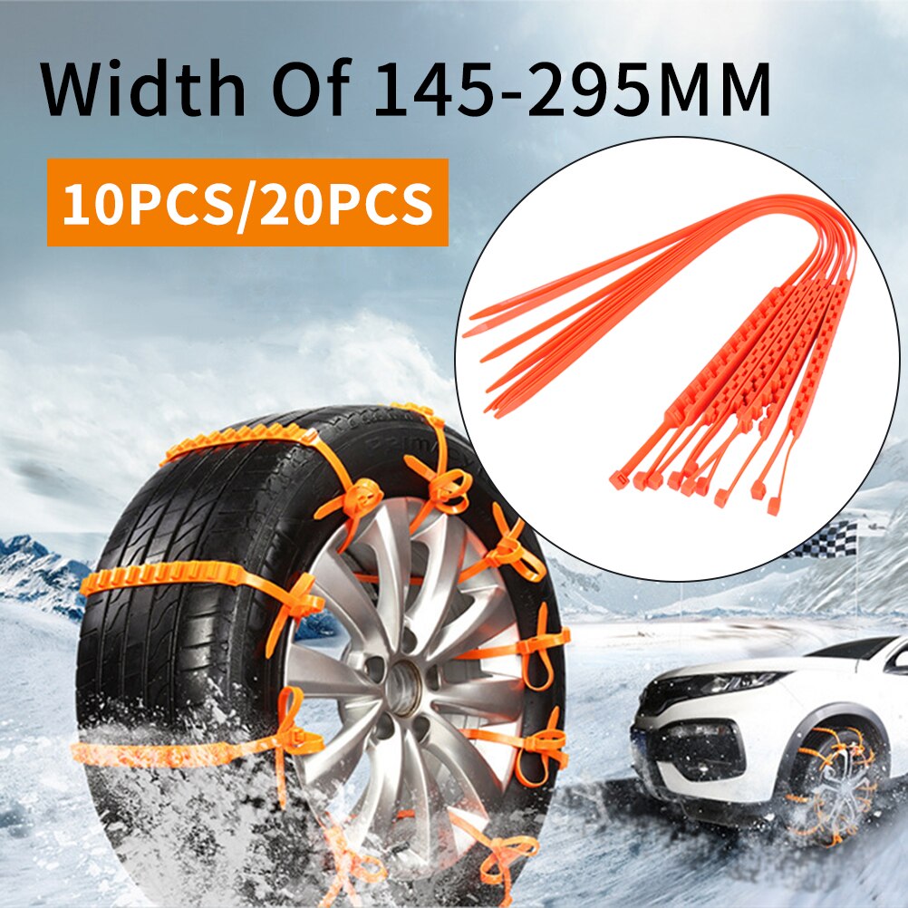 10pz catene da neve per auto pneumatici da neve pneumatici di emergenza fascette antiscivolo in nylon.