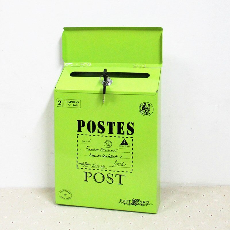 Udendørs vægbeslag postkasse post post brev aviskasse med nøglelås brevkasse haven metal dekoration