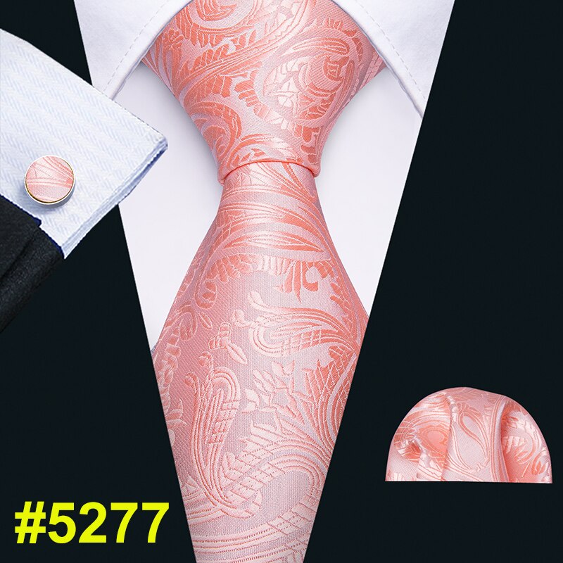 Men Tie Pink Floral Necktie Gravat Handkerchief Set Silk Ties For Men Wedding Party Business Barry.Wang FA-5246: FA-5277