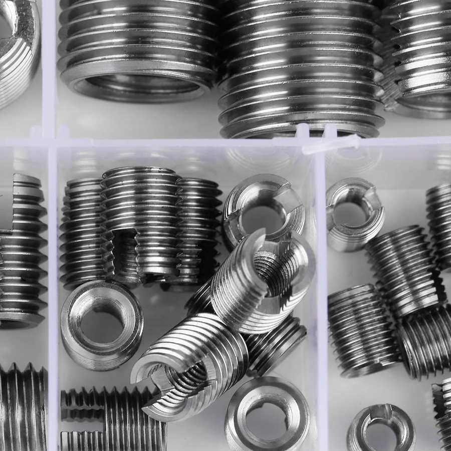 50Pcs Stainless Steel Inner Thread Self Tapping Thread Inserts Set Thread Reinforce Repair Hardware Tools
