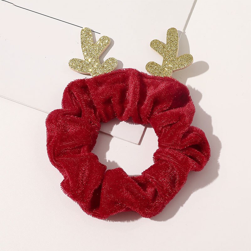 1PC Einfarbig Weihnachten Scrunchies Frauen Samt Haar Krawatten Elastische Haar Bands Elch Flanell Gummiband Pferdeschwanz Haar Zubehör: verrotten