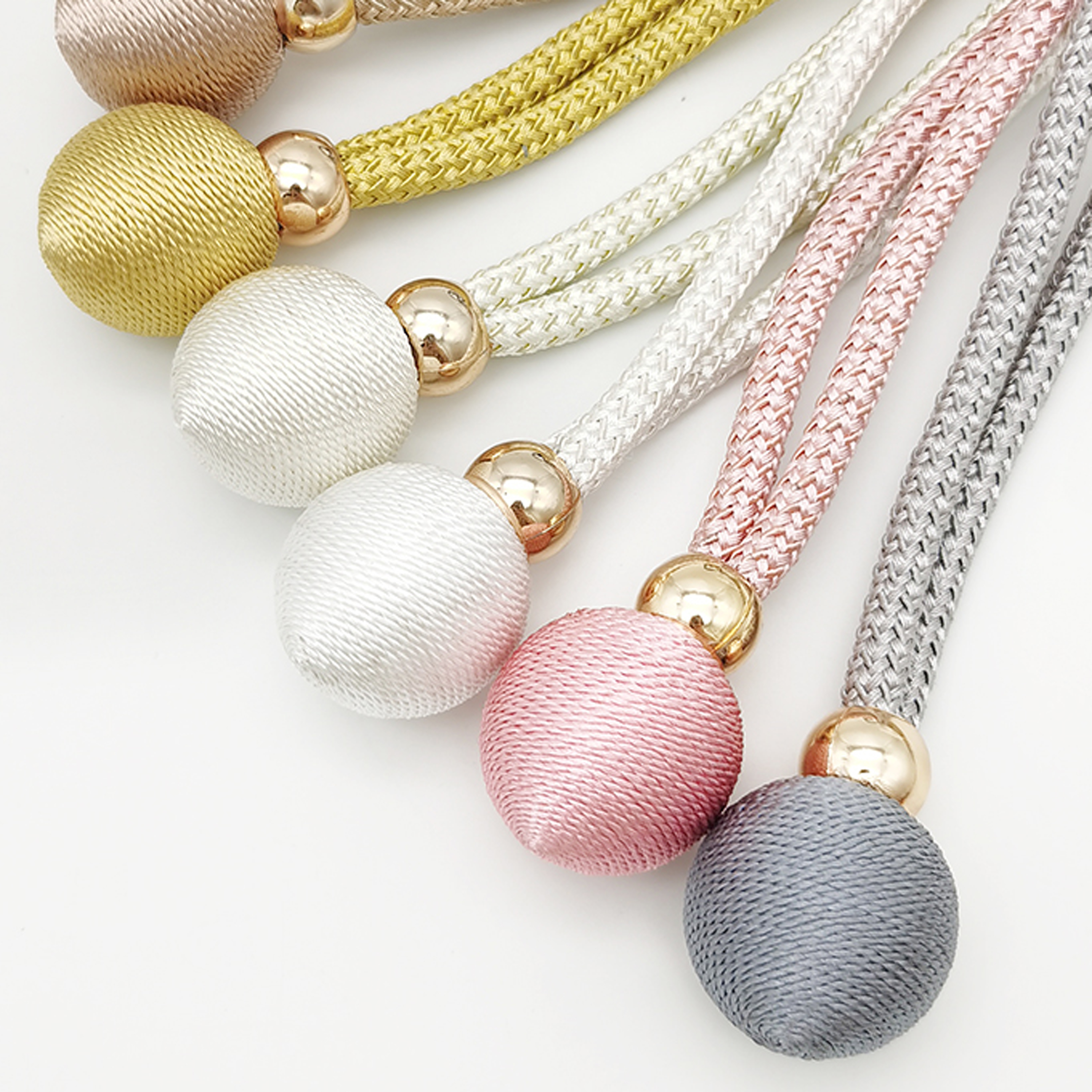 2 stk. justerbare gardinbånd av høy kvalitet, franske baller, praktiske draperte bånd, dekorative gardinfester, gardinbånd