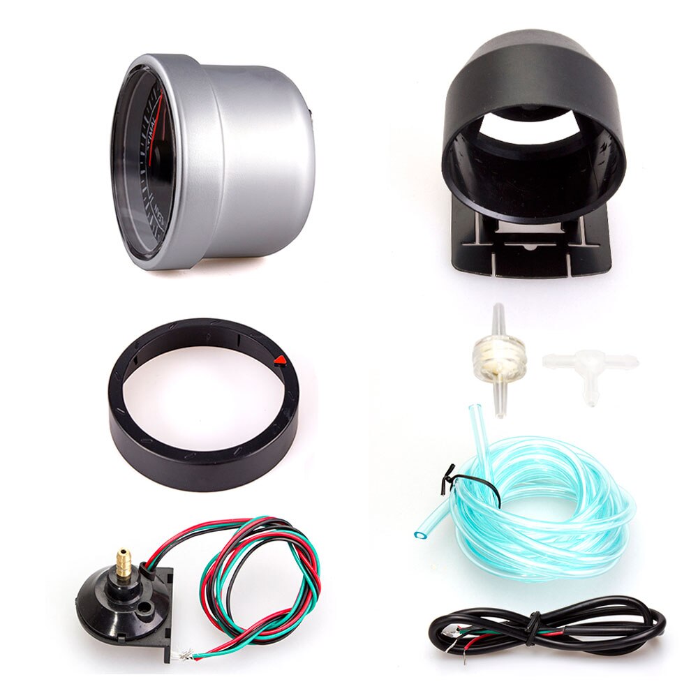 Jauge Turbo Boost de voiture, 60MM, avec éclairage rouge et blanc, 0 ~ 200 Kpa, Type de barre noire, moteur pas à pas, jauge de pression Turbo