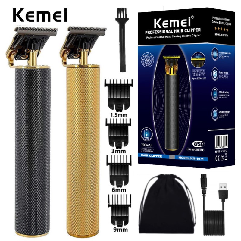 Kemei 1971 Oplaadbare kapper tondeuse voor mannen elektrische professionele baard tondeuse snoer/snoerloze haar snijmachine
