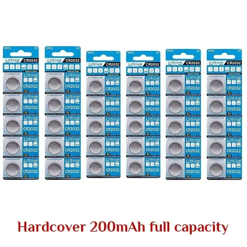 200mAh CR2032 CR 2032 DL2032 ECR2032 3V Lithium Battery for Watch Toy Calculator Car Key Remote Control Button Coin Cells: Gold