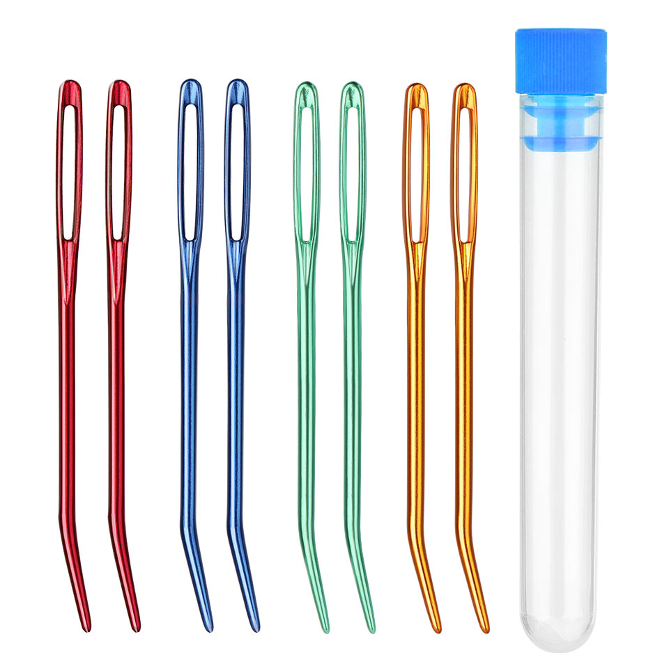 KRABALL Large Eye Blunt Yarn Needle Set Bent Tip Tapestry Needles for Yarn Hand Sewing and Knitting Crochet Tools Accessories: light green