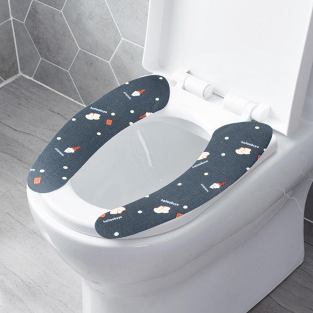 60% Self Adhesive Print Toilet Seat Cover Mat Cushion Washable Bathroom Accessory