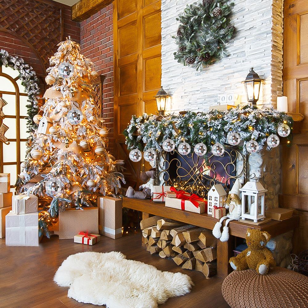 4cm/5cm Reflective Glass Rotating Mirror Ball Christmas Ball Ornaments Disco DJ Ball Light For Christmas Birthday Party Wedding