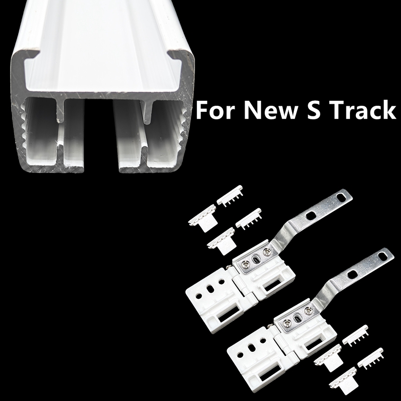 Automatisk elektrisk gardinskena tillbehör huvudbärare för raka böjda skenor remskiva: Svart