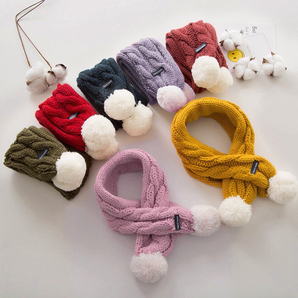 Kinderen Sjaal Bont Ballen Effen Jongens En Meisjes Fluwelen Gebreide Wraps Kinderen Sjaal Kinderen Warm Houden Sjaals Echarpe Enfant Hiver