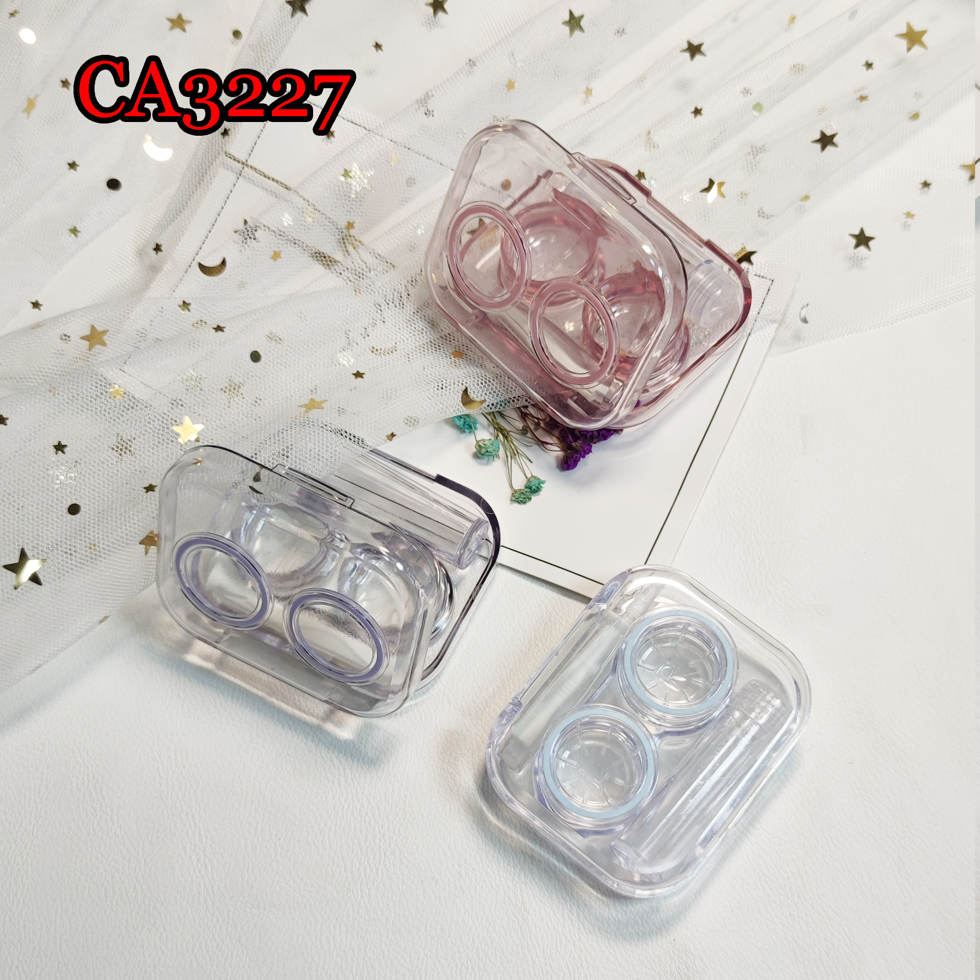 Clear Pocket Contact Lens Cases one body Convenient Travel Kits Container For Outdoor CA3227