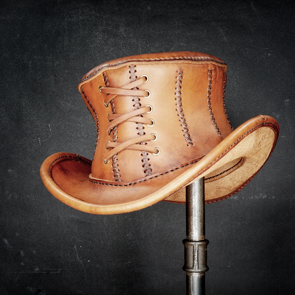 Steampunk diy læder gør det selv papir tegning cowboy hat mønster tegning manuel læder mønster tegning