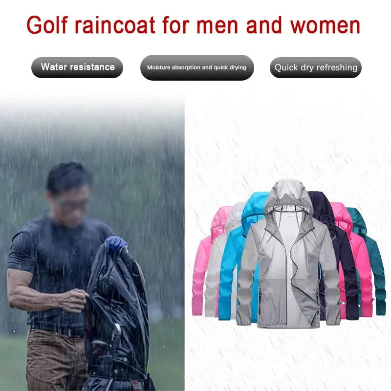 Golf Raincoat Lightweight Jacket Adult Waterproof Outdoor Motorcycle Cycling Hiking Fishing Rain Protection Gear M/XXXXL