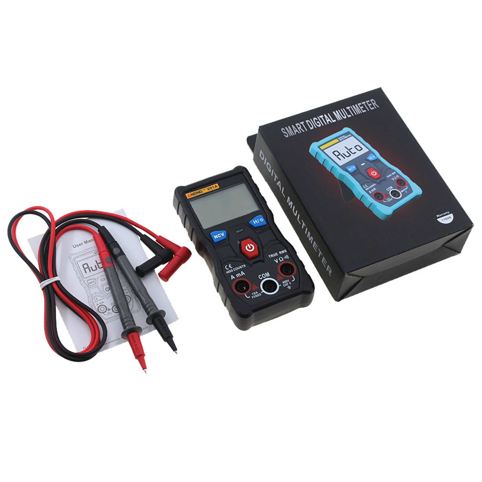 Digital Multimeter DC AC Voltmeter Current Tester Meter with Diode Continuity Test Automatic Multi Function Anti-Burn _WK: Black