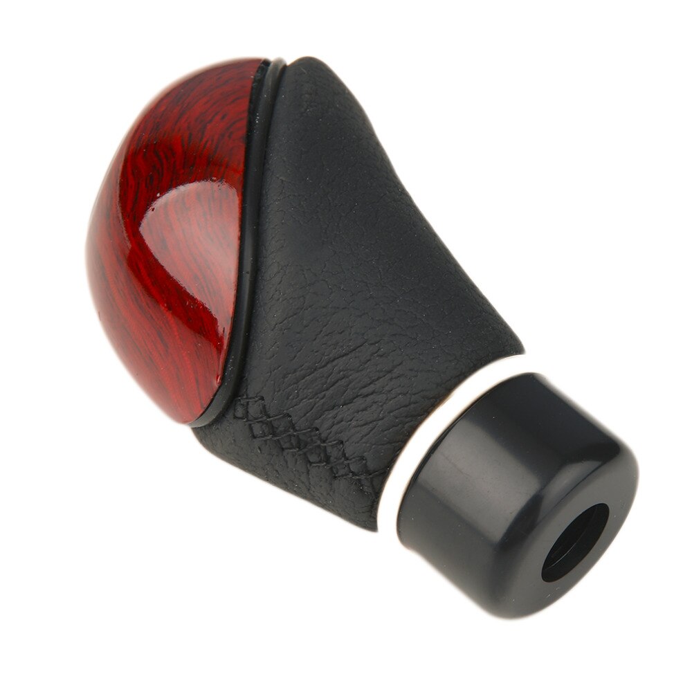 Housse Levier De Vitesse Cuir PU Noir – Universelle, Brillante, Coutures Rouges, Décoration Intérieur Voiture