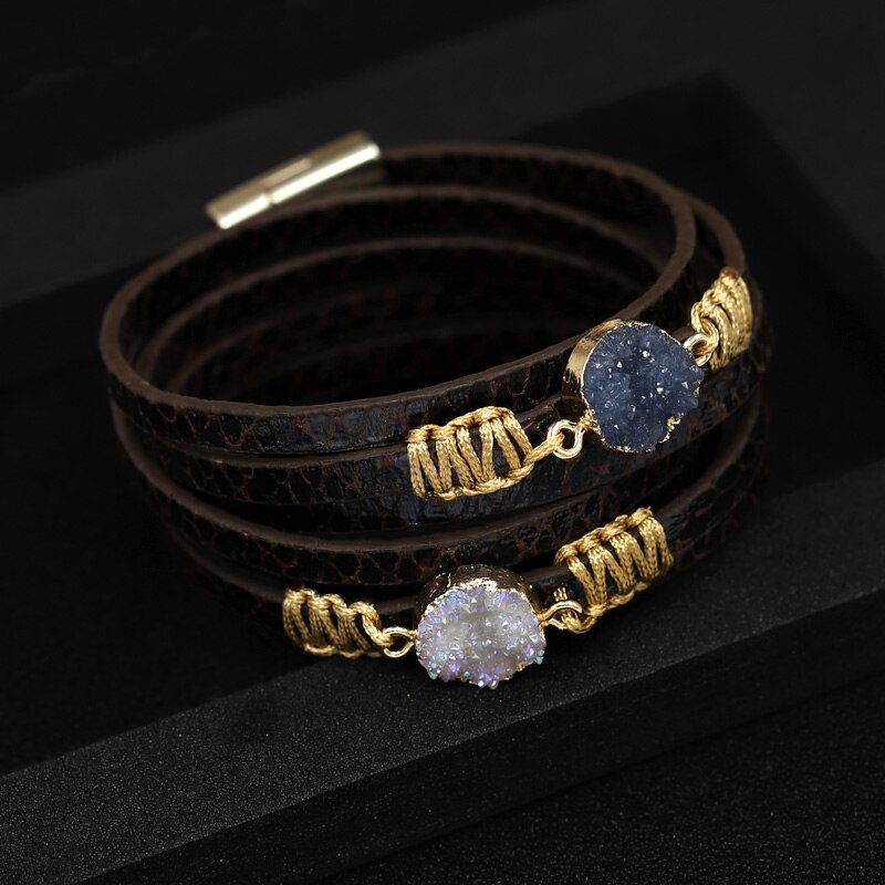 Braccialetti Dei Monili dell'annata per le Donne Degli Uomini in Pelle Marrone Corda Braccialetto catena Regalo Di Natale Femme Accessori