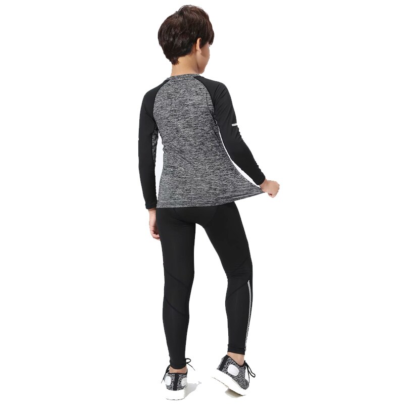 Jongens Running Pak Basketbal Compressie Leggings Fitness T-shirt Lange Mouwen Winter Outdoor Jogging Pak Trainingspak