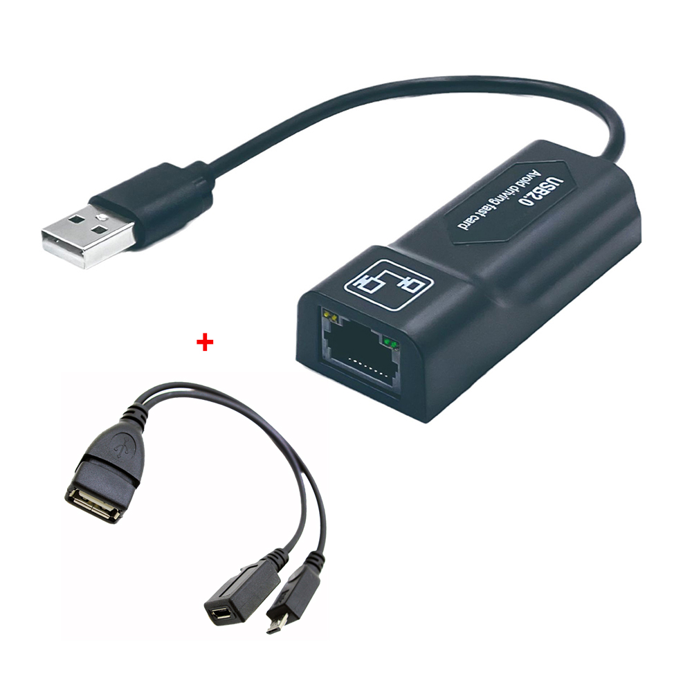 Usb ethernet-adapter usb 2.0 til rj45 nettverkskort med otg-kabel lan 100m nettverksadapter med ledet-indikator støpsel og spille: Blå