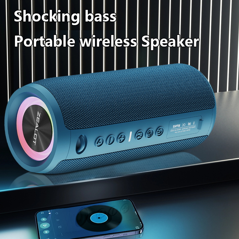 Haut-parleurs sans fil ZEALOT S51 Pro 40W, haut-parleur de caisson de basses portable extérieur, étanche IPX 6, double appairage, batterie 5200mAh.: Bleu