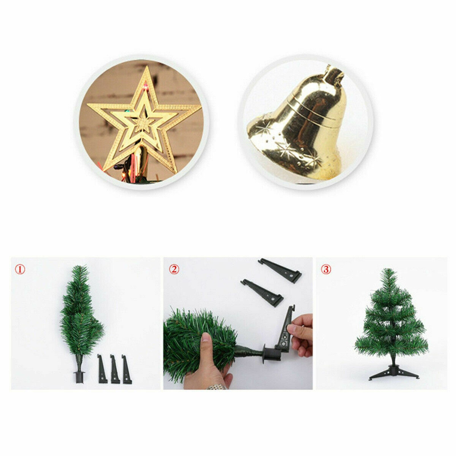 50cm LED Artificial Small Mini Christmas Tree Tabletop Desk Ornaments Xmas Home Decor for Christmas Tree Decoration