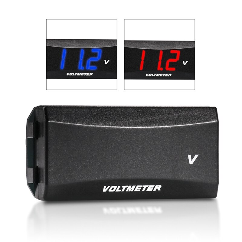 Mini voltímetro Digital LED para motocicleta, medidor de Panel, voltímetro, protección de conexión inversa, 12V-80V