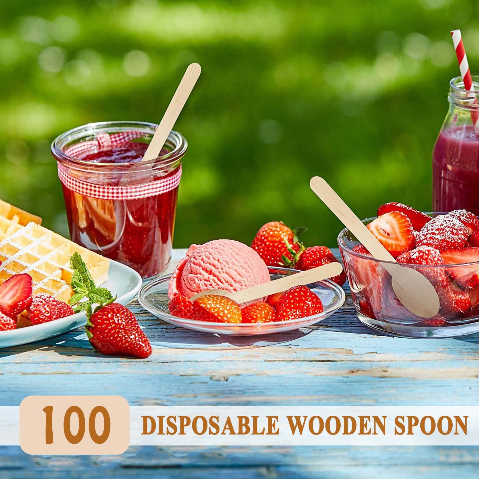 100 Stuks Wegwerp Houten Lepel Keukengerei Koffie Honing Thee Lepel Drinkbaar Scoop Set Keukengerei Voor Party Bbq Picknick Benodigdheden