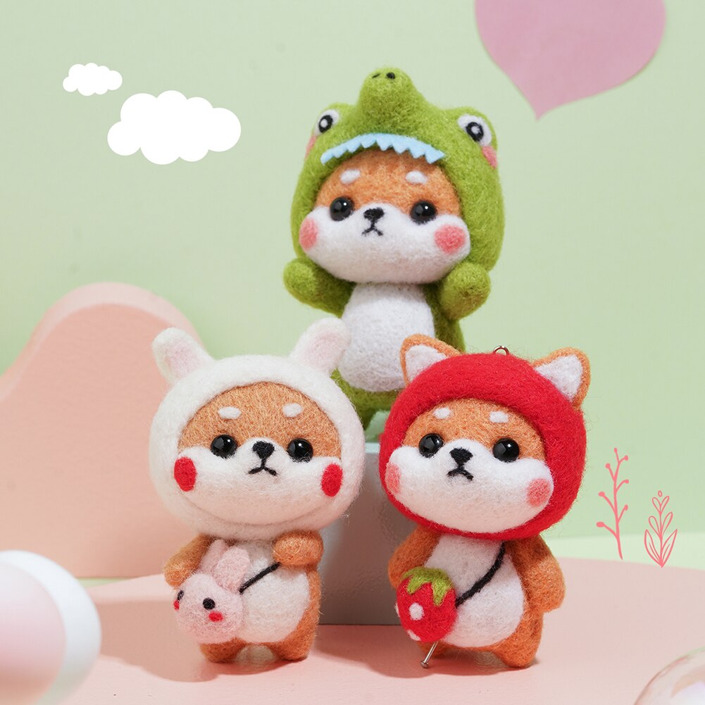 Jiwuo Wool Felt Kit Needle Felting Kit Animal Pet Doll for Needle Material Bag Pack for Beginner Non Finished Wool Felt Package