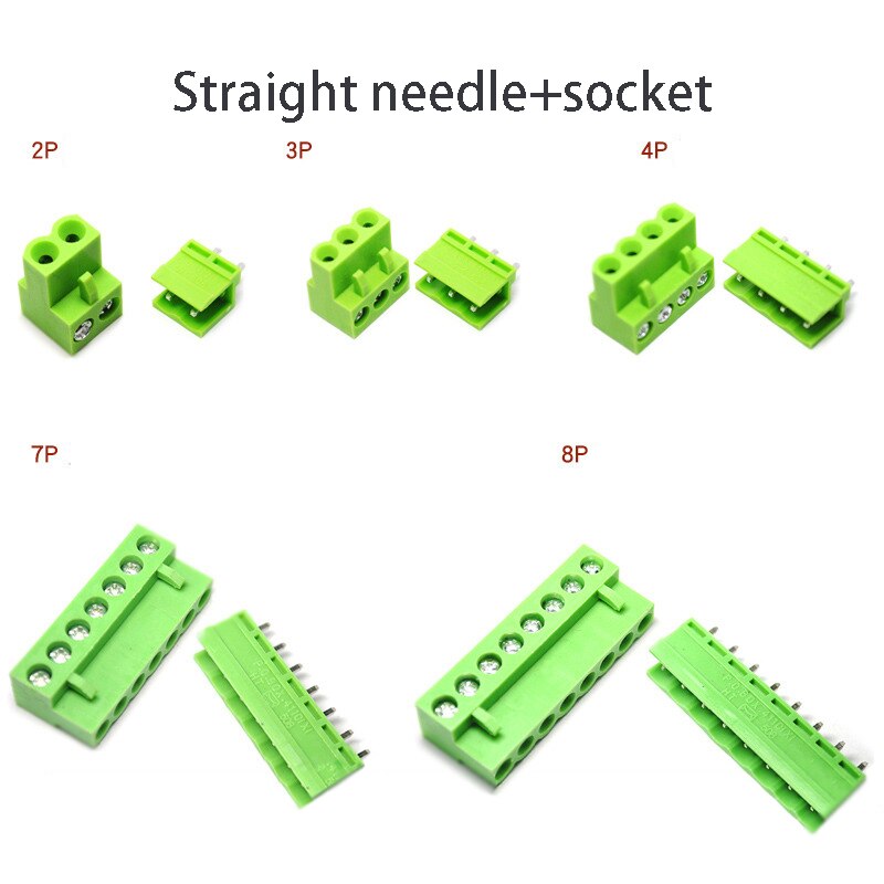 5PCS HT5.08mm connector 2P 3P 4P 5P 6P 7P 8P straight foot / curved pin connector plug + terminal block