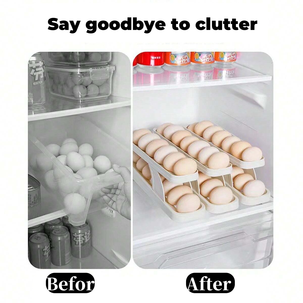 1/2/3Pcs Automatic Rolling Egg Holder Double-layer Fridge Egg Dispenser Refrigerator Kitchen Food Space-Saving Storage Organizer