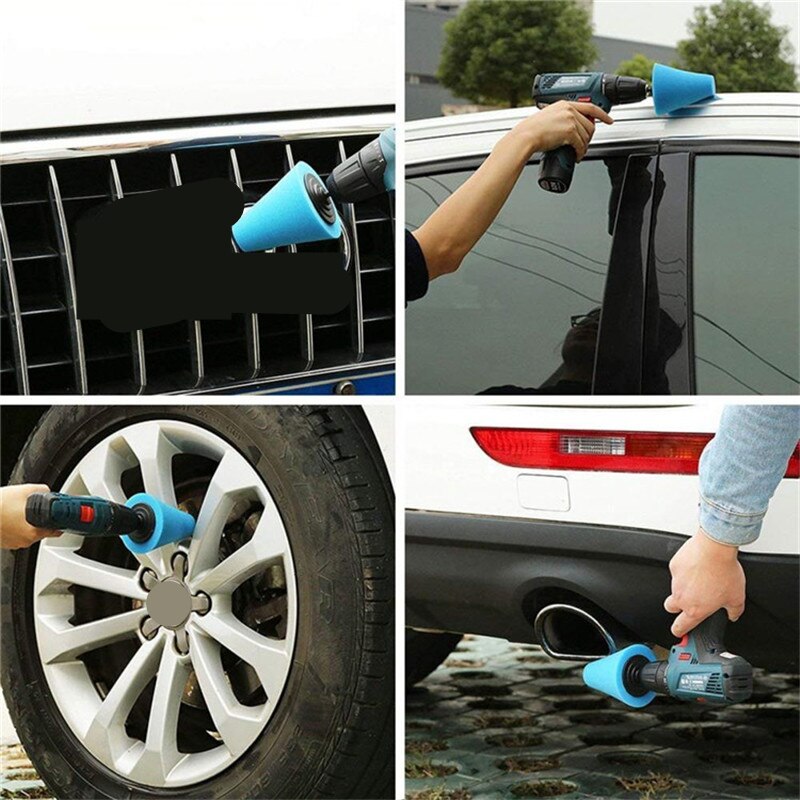 14Pcs Car Polishing Kit Buffing Pad 1/3''/6mm Wheel Polishing Cone Car Body Wheels Care Tools Car Cleaning Tools Wash Cleaning