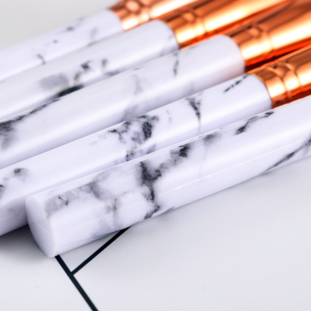 10 stk marmor makeup børster sett myk foundation pudder øyenskygge børste skjønnhet marmor makeup verktøy med sylinder