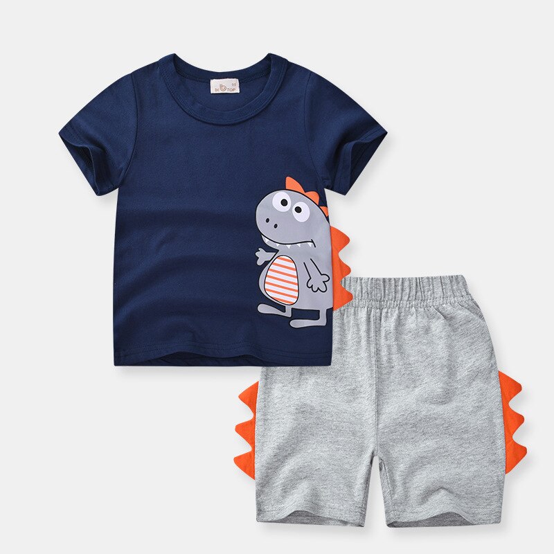 2020 jongenskleding zomer kinderen dinosaurus baby t-shirt kort heren sportpak kinderkledingset 2- 8 jaar oud