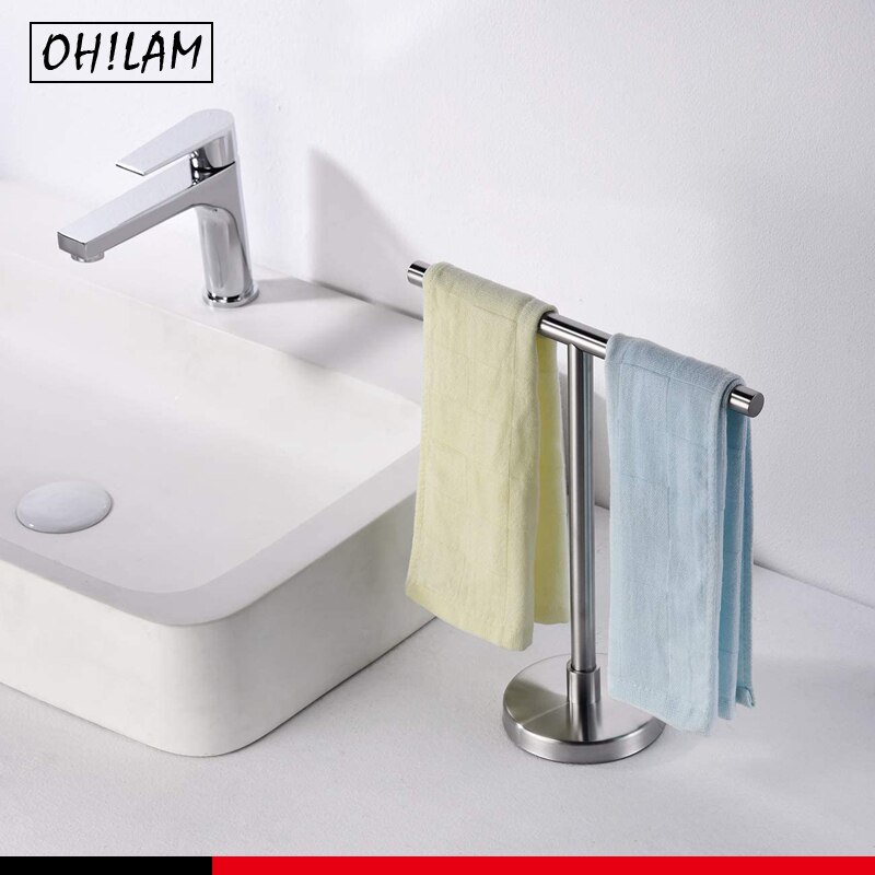 Movable Free-Standing Hand Towel Holder Standing Tree Rack 304 Black Bath Towel Stand Bathroom Towel Hanger Vanities Countertop