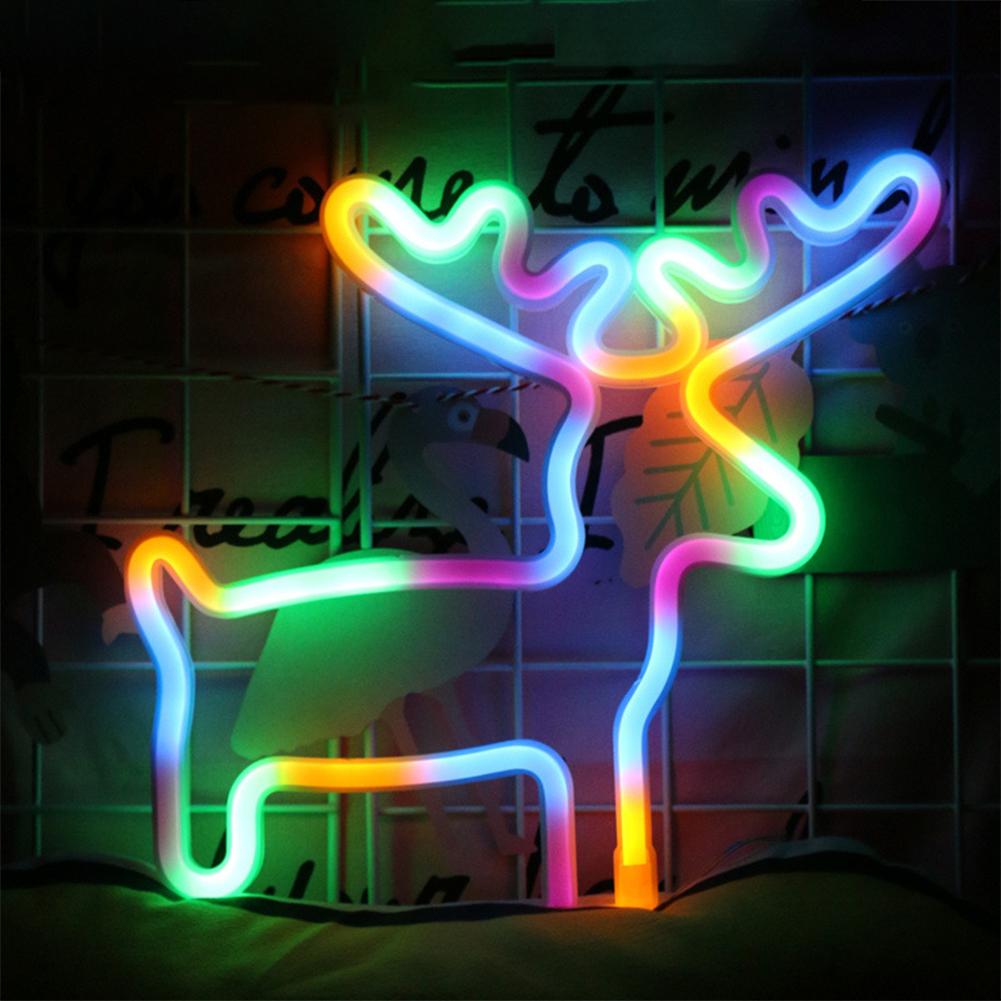 Jul elg neonlys vægindretning usb batteri førte bestemt lysvindue hængende indretning festartikler pvc juleaften: Default Title