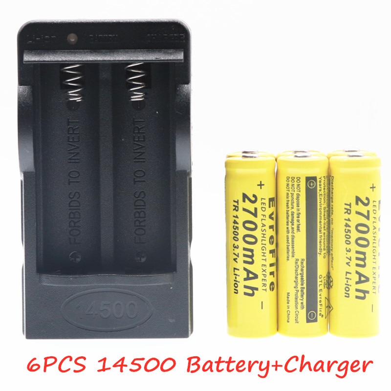 ! Batería 14500 Original, 3,7 V, 2700mAh, baterías recargables de iones de litio para Linterna + cargador de batería EU US, triangulación de