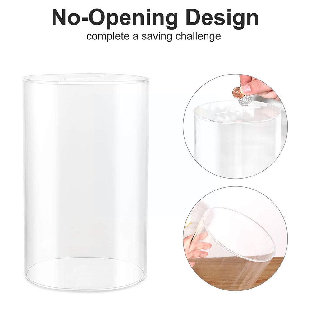 Hucha cilíndrica de acrílico transparente para niños, Banco Simple de gran capacidad, de cumpleaños, W1L0