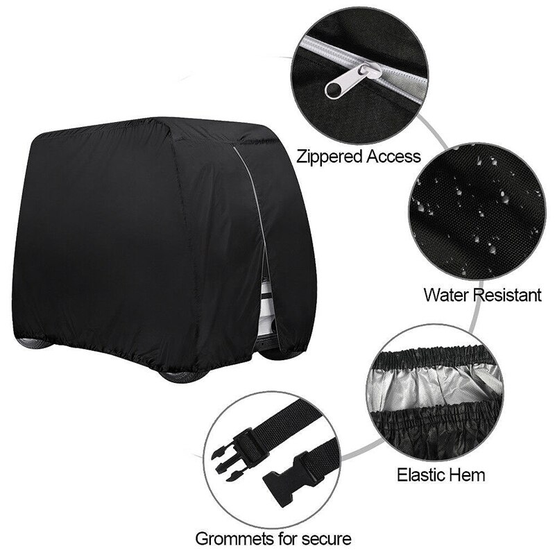 Waterproof Golf Cart Cover 4 Passenger Dustproof Storage for EZ Go Club Yamaha Black