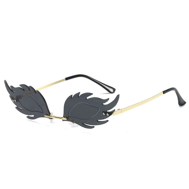 Feuer Flamme Sonnenbrille Frauen Männer Randlose Spiegel Brillen Luxus Trend Schmale Sonnenbrille Streetwear: Schwarz