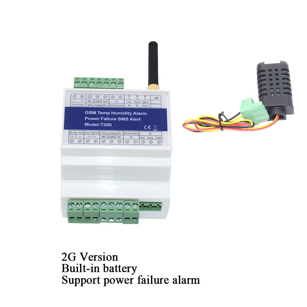Control remoto DIN-rail GSM 4G SMS, Monitor de estado de humedad y temperatura, alarma con 2 salidas de relé, recordatorio de alarma de fallo de potencia: 2G Version Type C