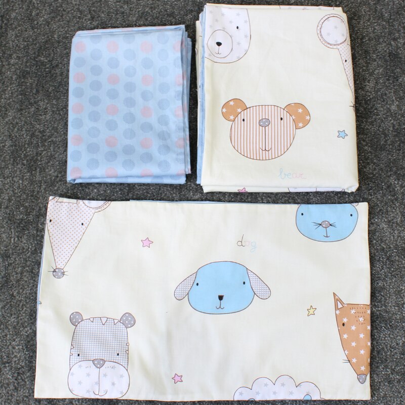 3 stuks Set Baby Beddengoed Set Puur Katoen Flamingo Grey Cloud Patroon Wieg Kit Inclusief Kussensloop Dekbedovertrek Cot Platte vel