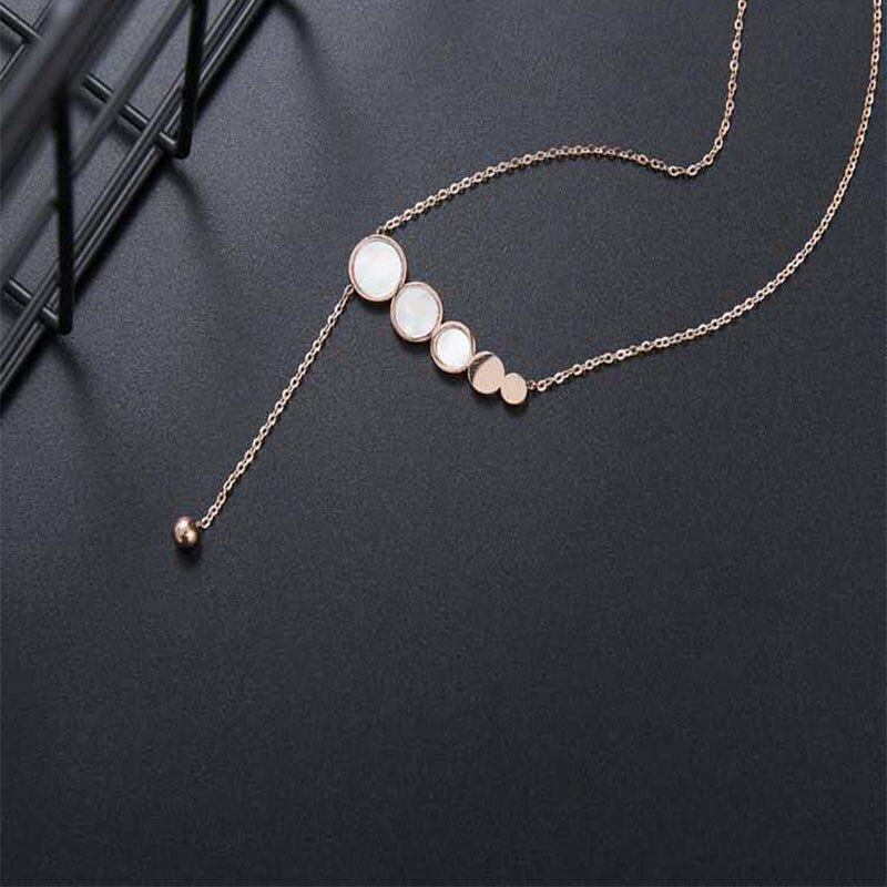 Autunno 2020 nuovo in acciaio inox collana di lusso intarsiato bianco madre-di-perla collana dei monili di regalo Envoudge ketting voor vrouwen: Rosa colore Oro