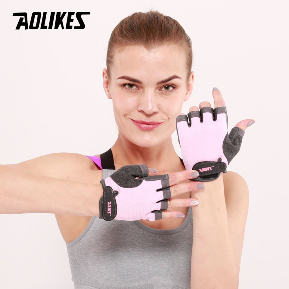 Aolikes 1 par bärbara halvfinger gymhandskar fitnesshandske unisex vuxen handled tyngdlyftningsutrustning träning för män kvinnor