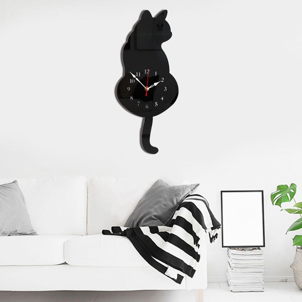 Wall Decoration Wagging Tail Cat Wall Clock For